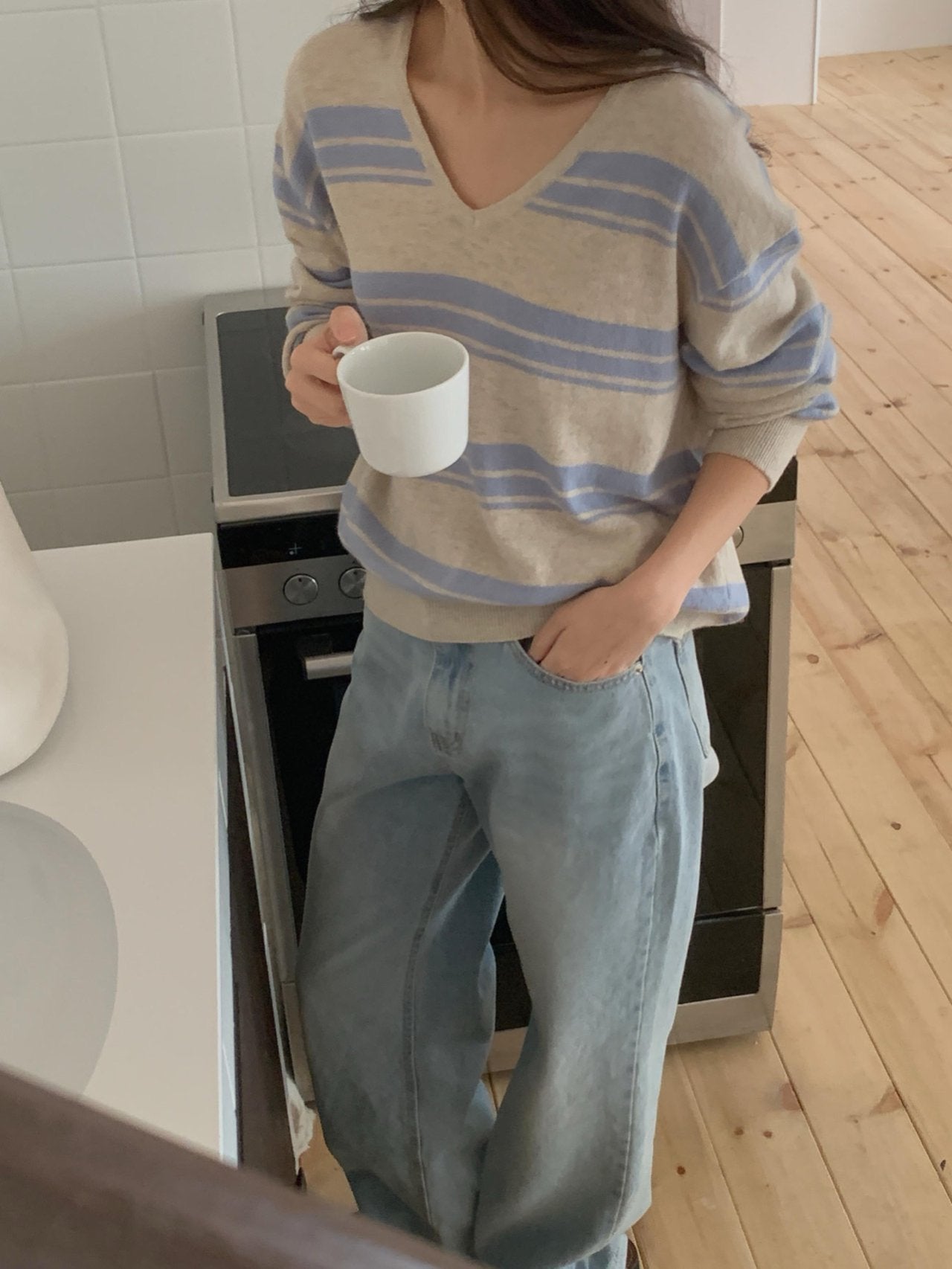 Teen washing denim