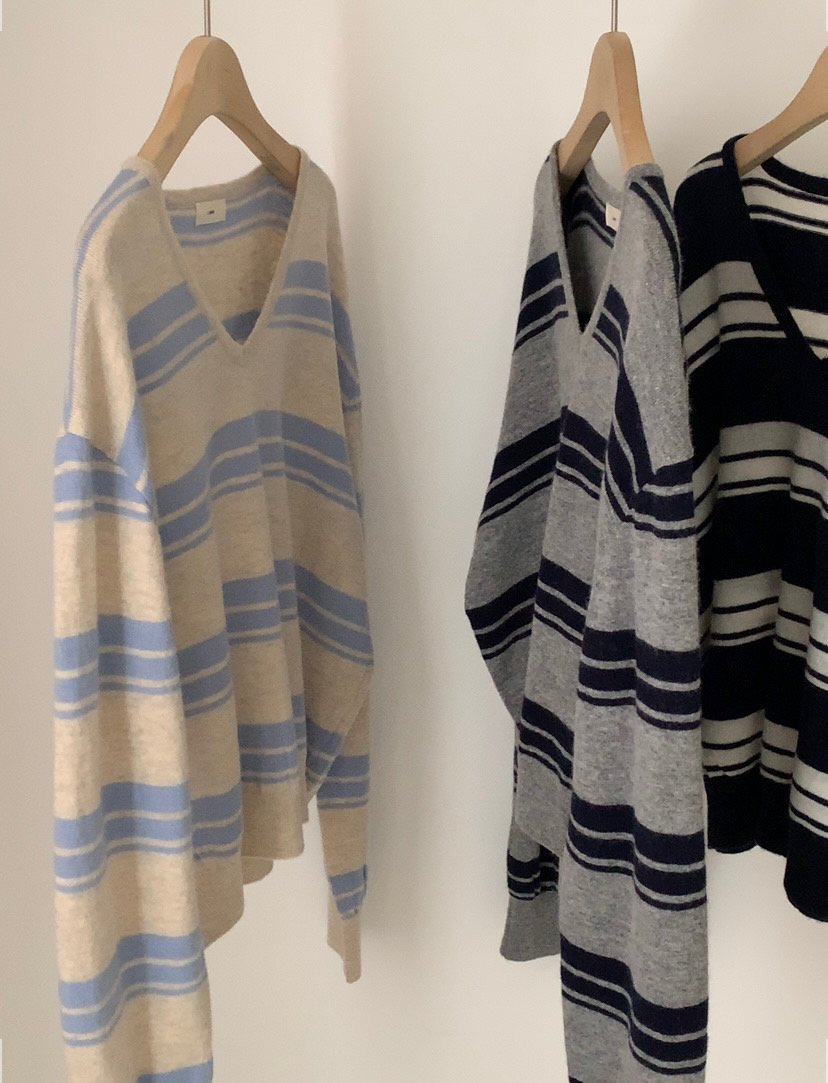 V-stripe knit-3col