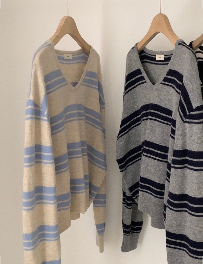 V-stripe knit-3col