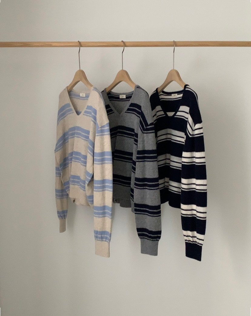 V-stripe knit-3col