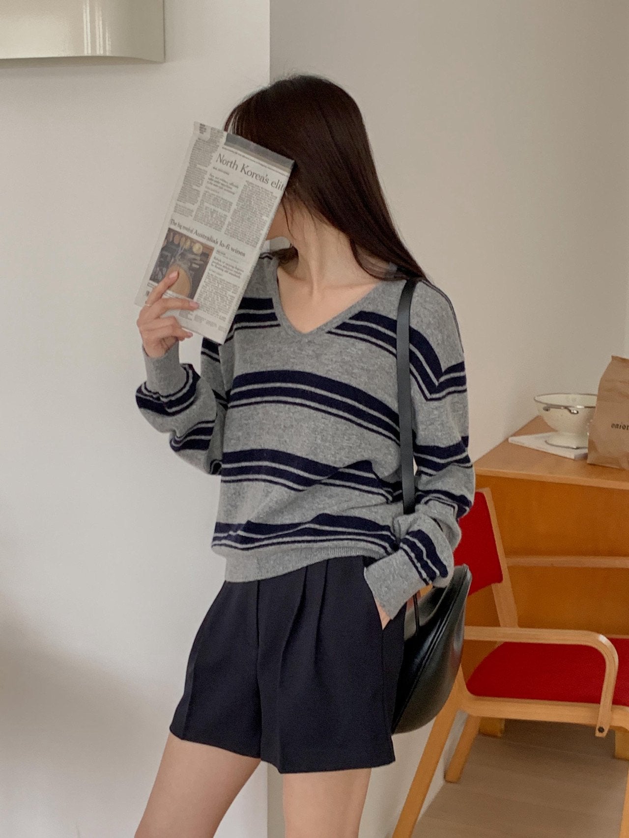 V-stripe knit-3col