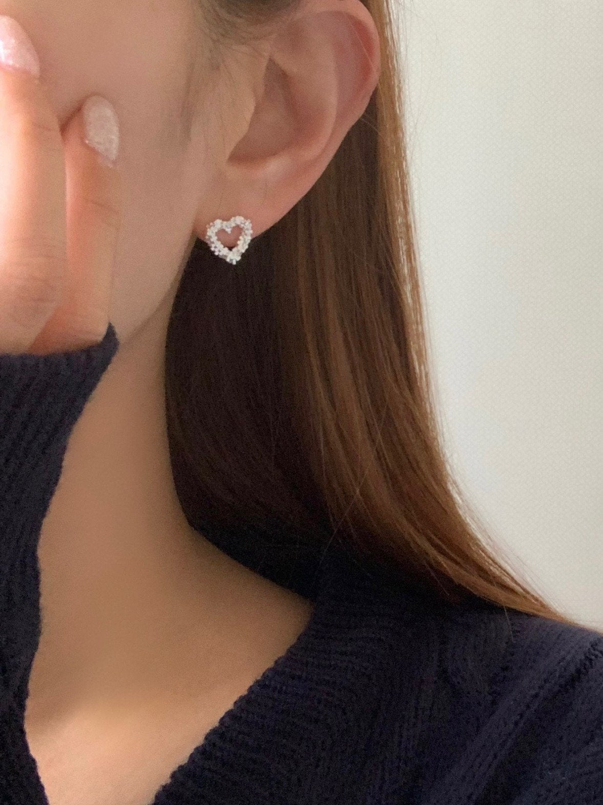 Bling heart earring