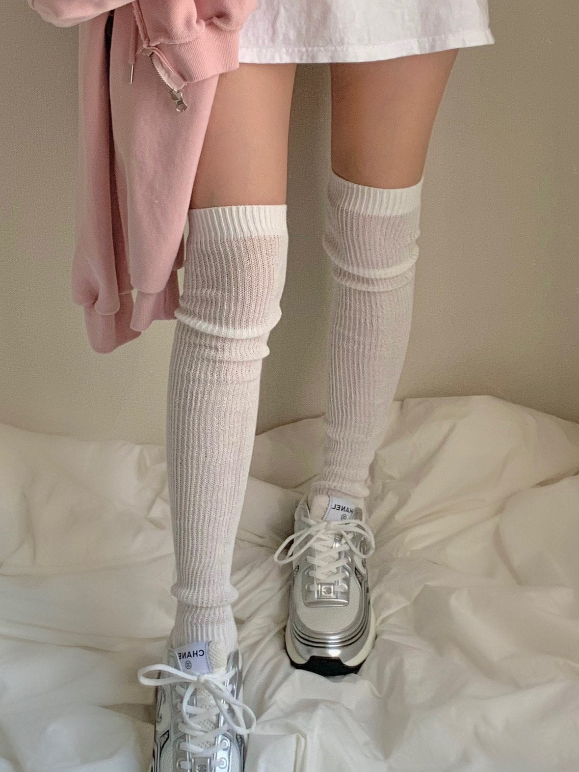 See-through knee socks-3col