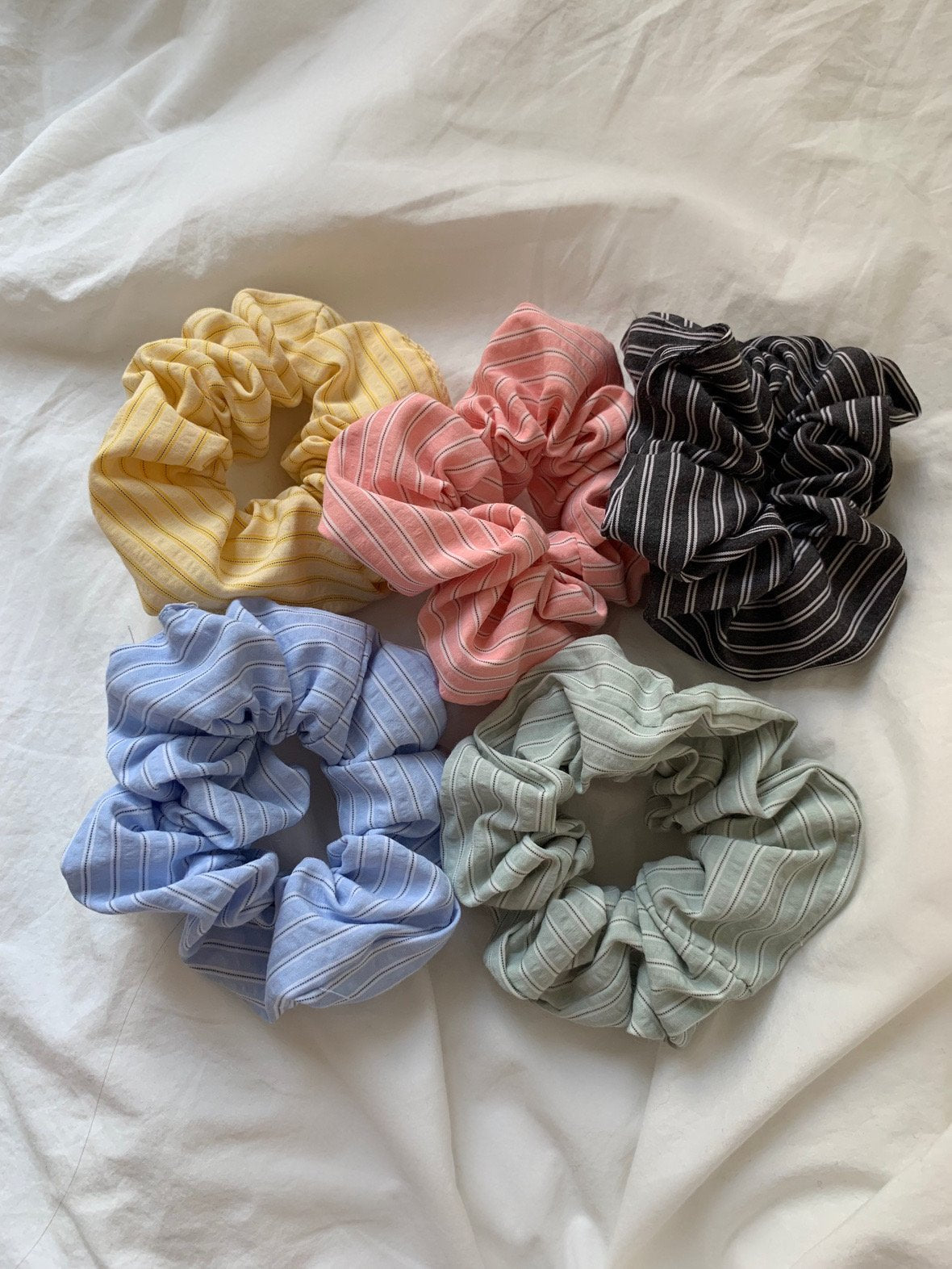 Stripe hair scrunchies-5col