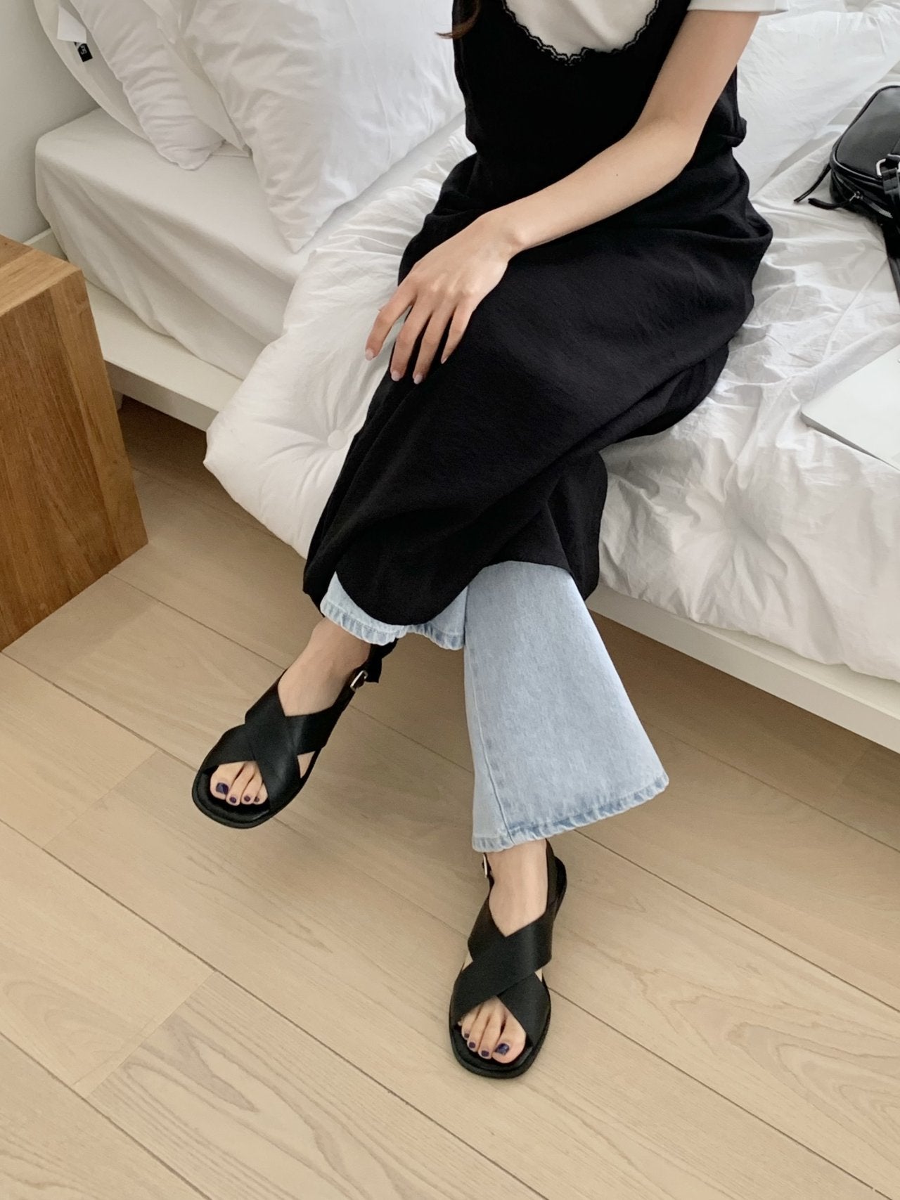Cross flat sandals