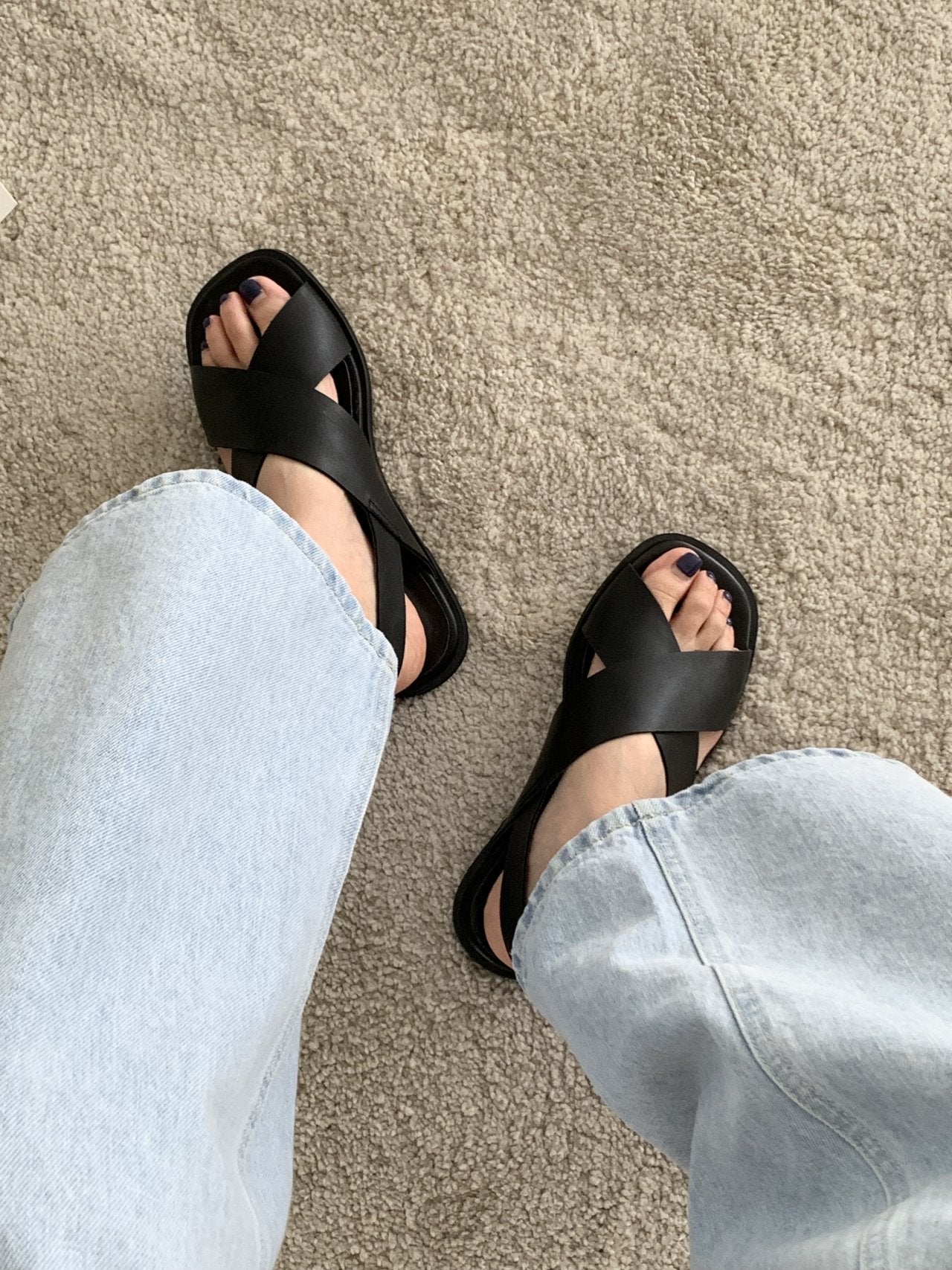 Cross flat sandals
