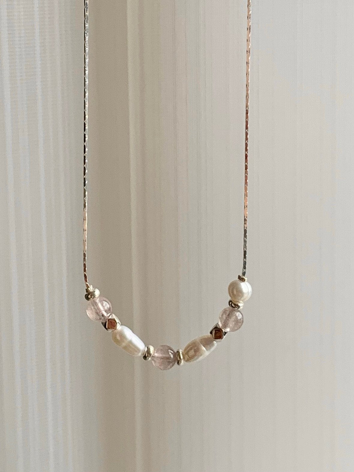 Rose Quartz Pearl Necklace