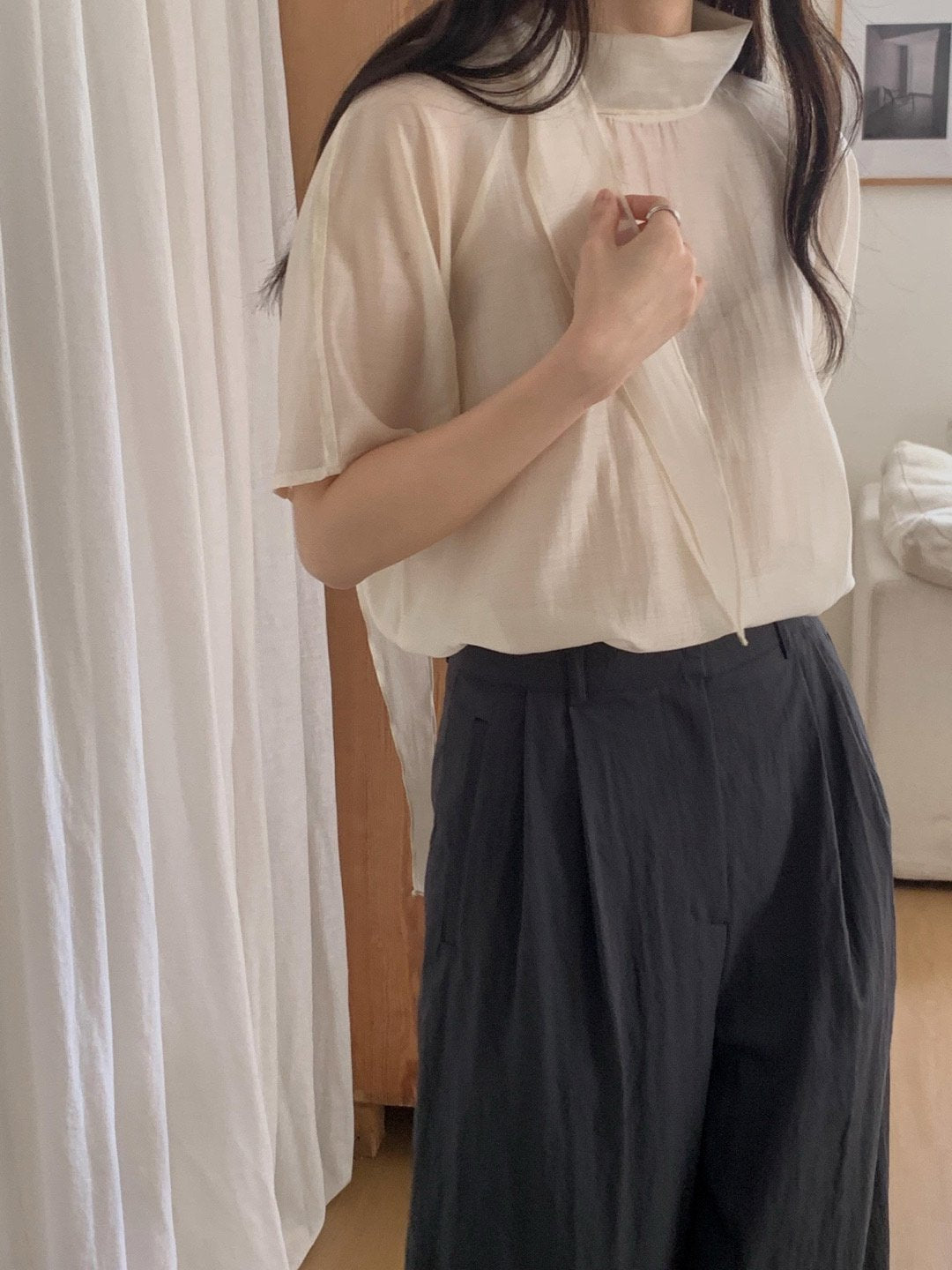 Nerse tie blouse-2col