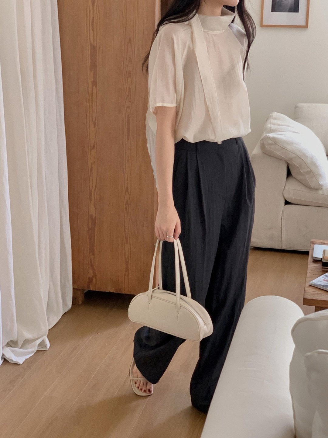 Nerse tie blouse-2col