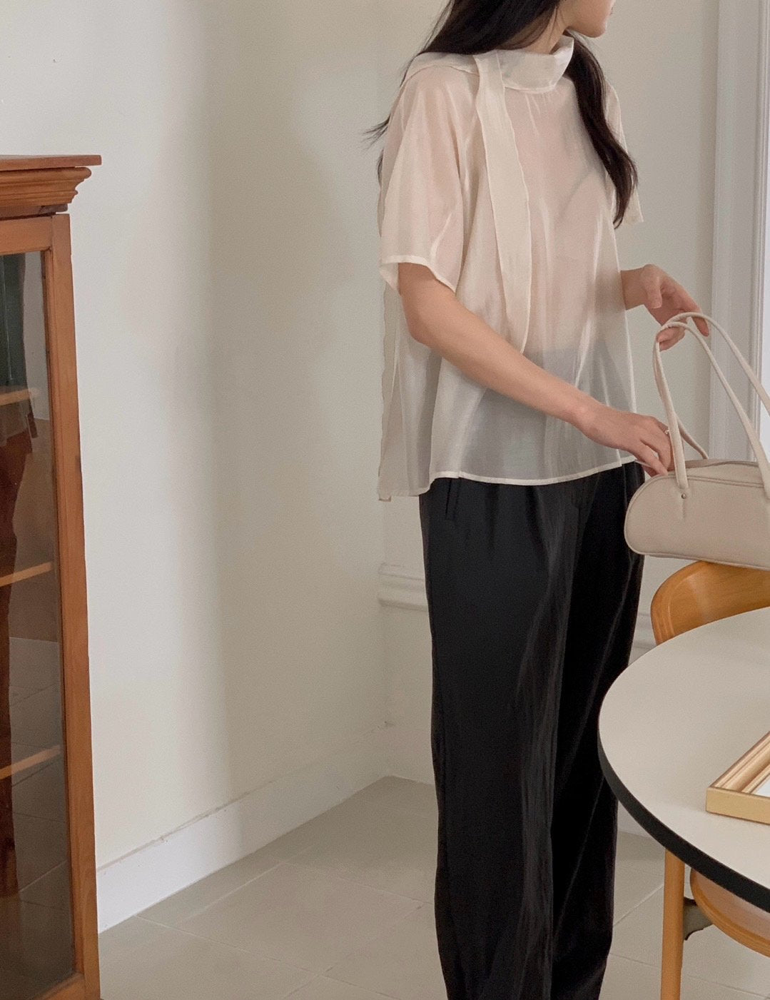 Nerse tie blouse-2col