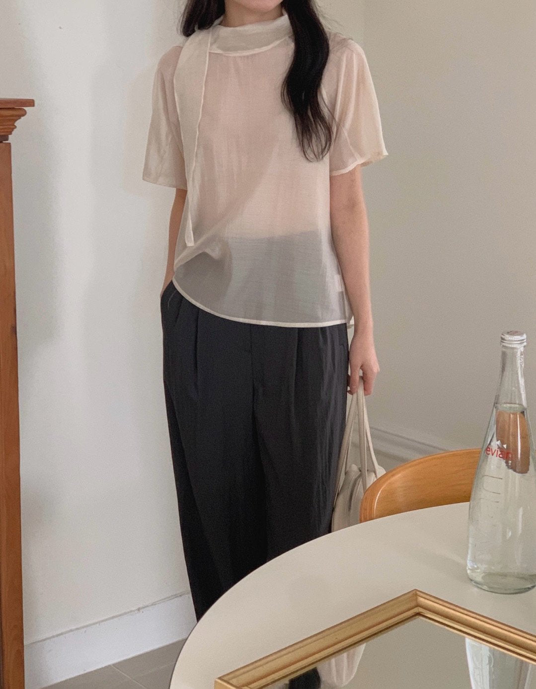 Nerse tie blouse-2col