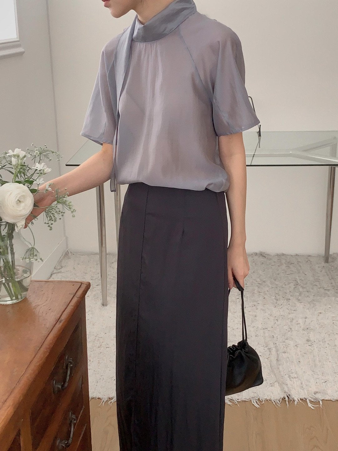 Nerse tie blouse-2col