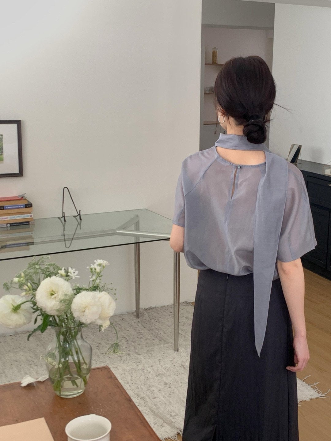 Nerse tie blouse-2col