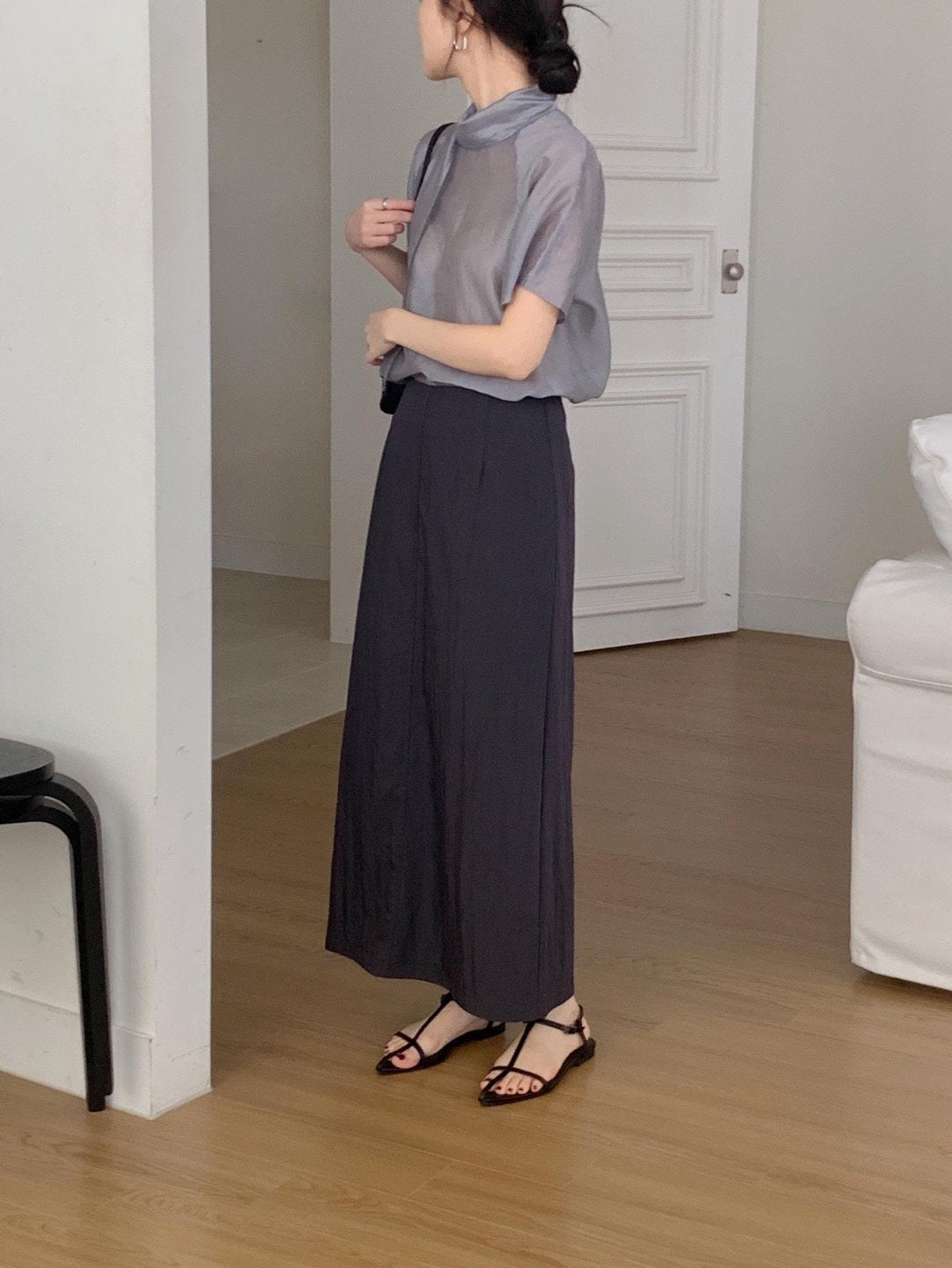 Nerse tie blouse-2col