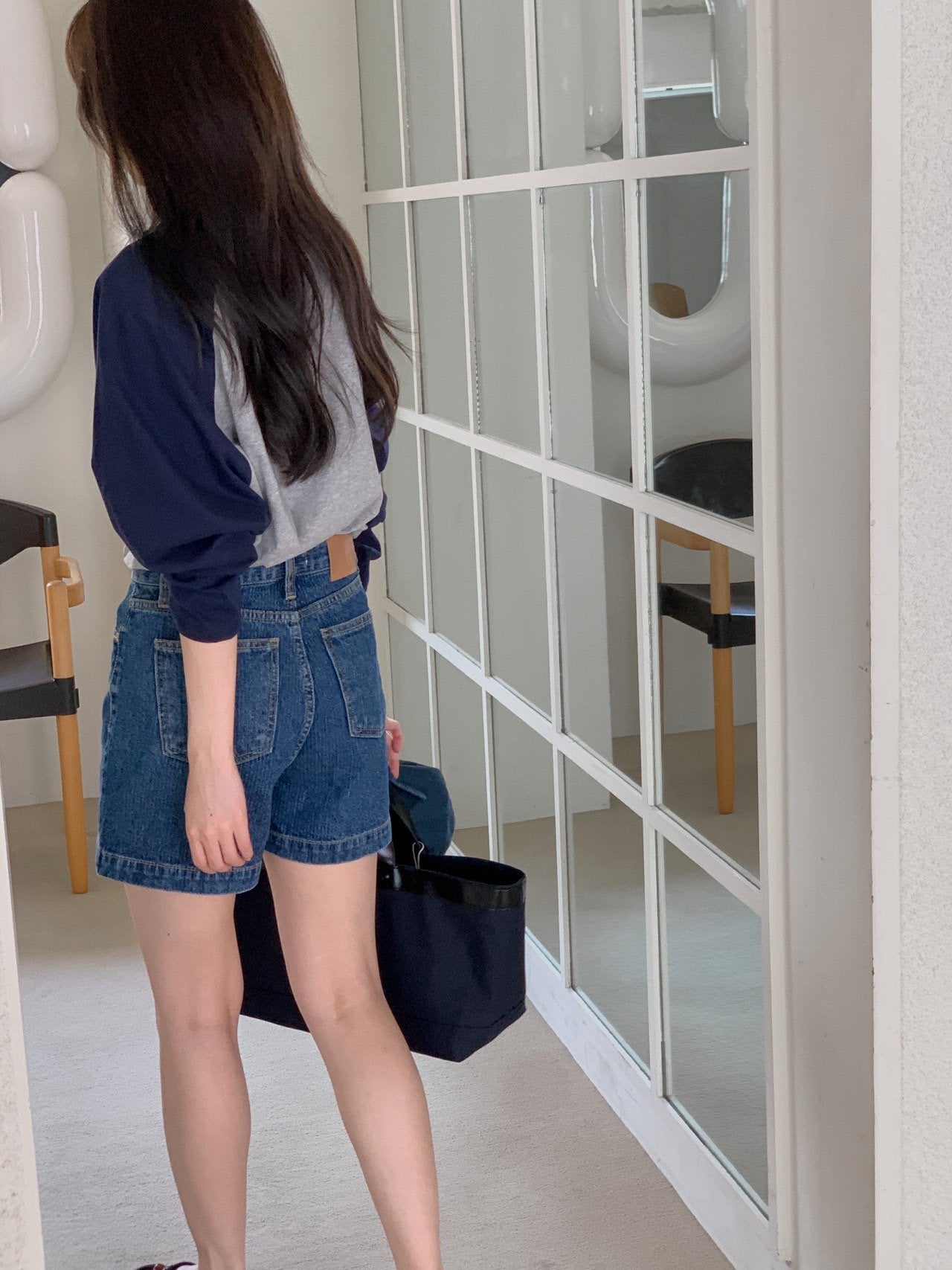 rib denim shorts
