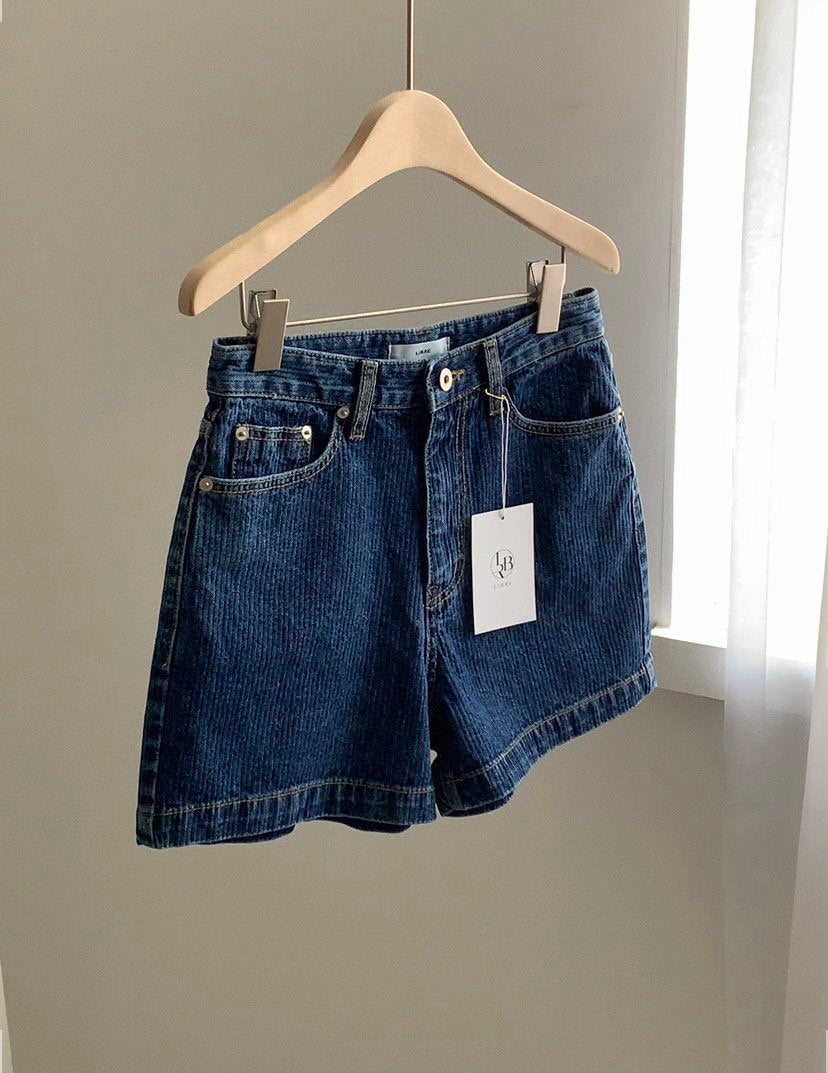 rib denim shorts