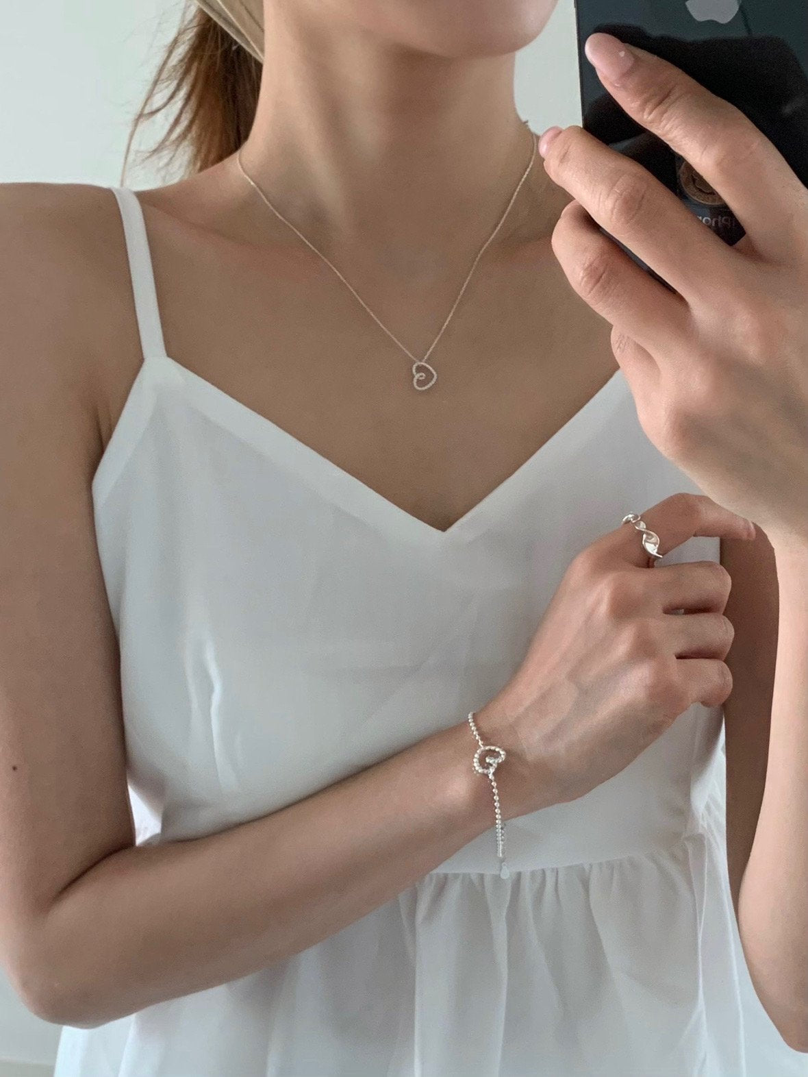 Twisted Heart Silver Ball Necklace