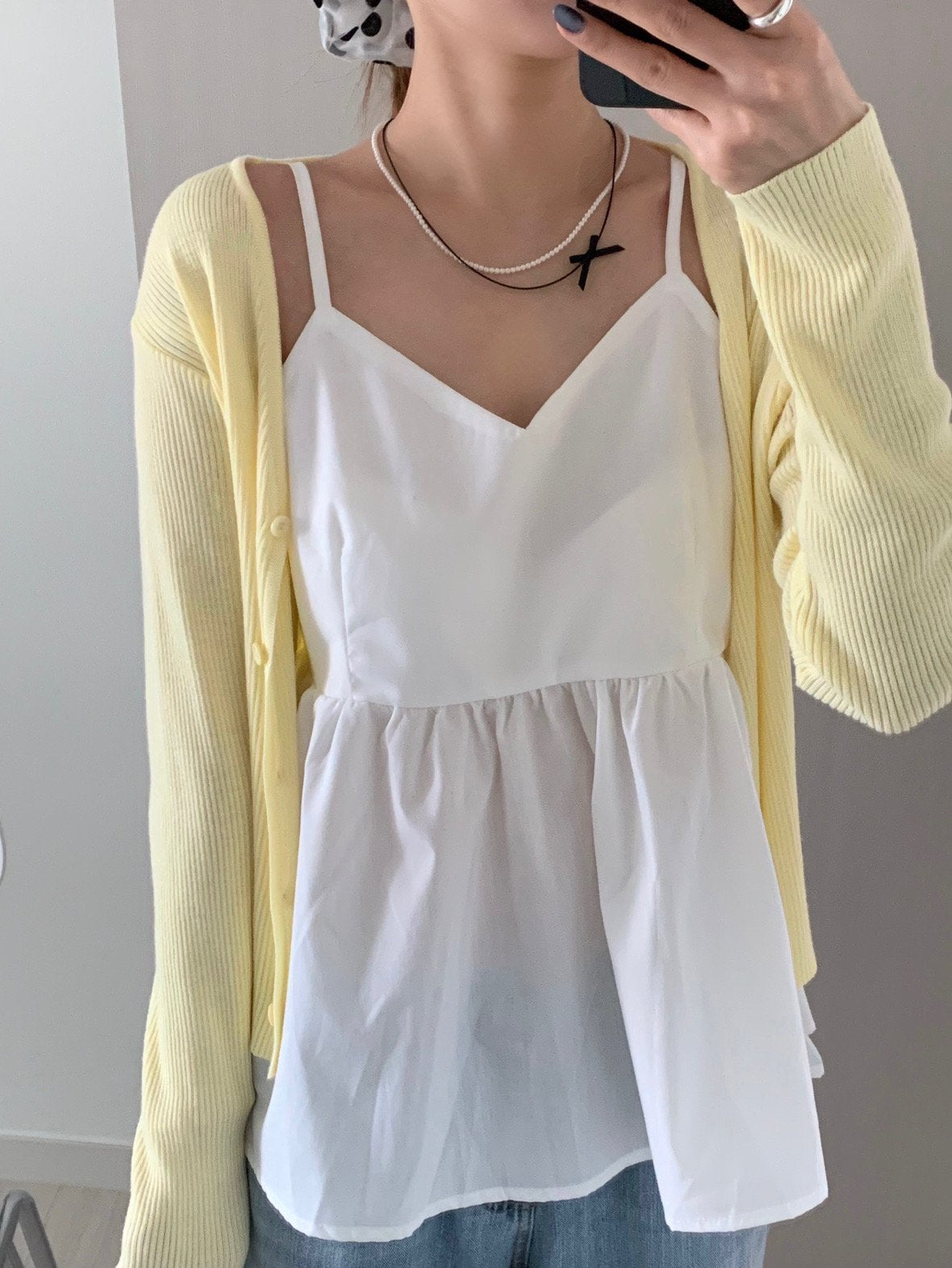 pearl ribbon set necklace