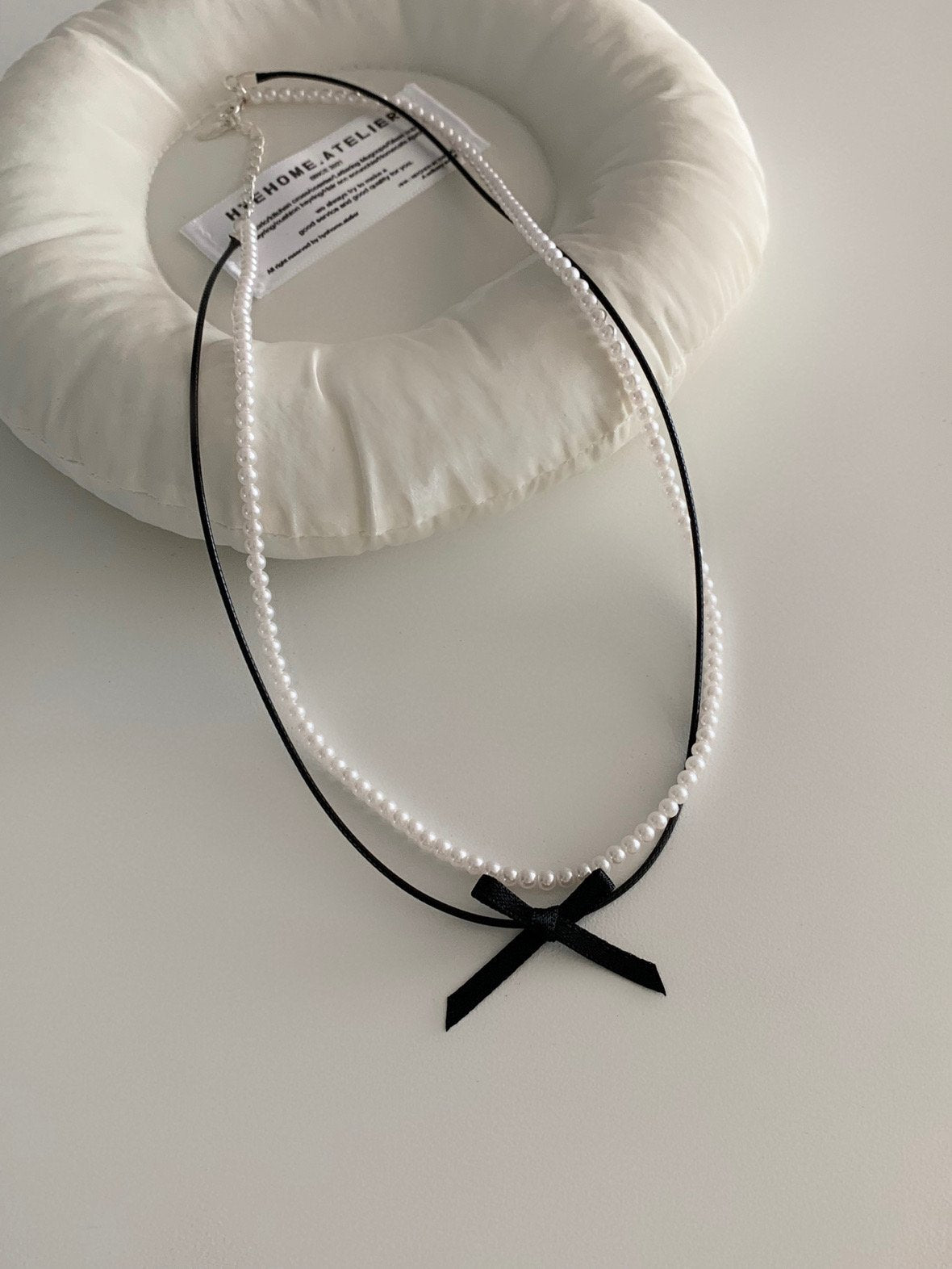 pearl ribbon set necklace