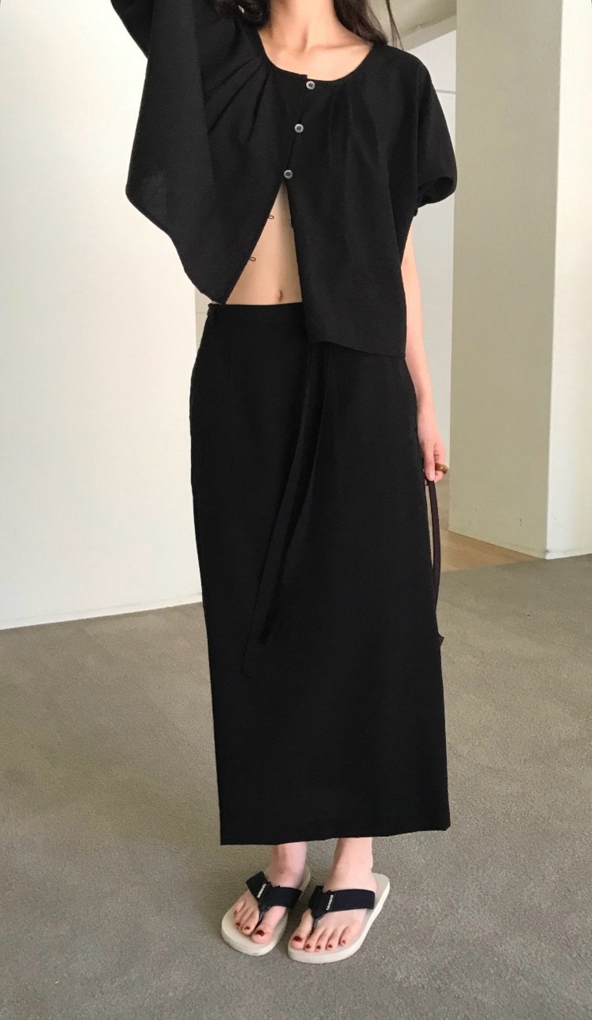 deondo lin pocket wrap skirt-2col