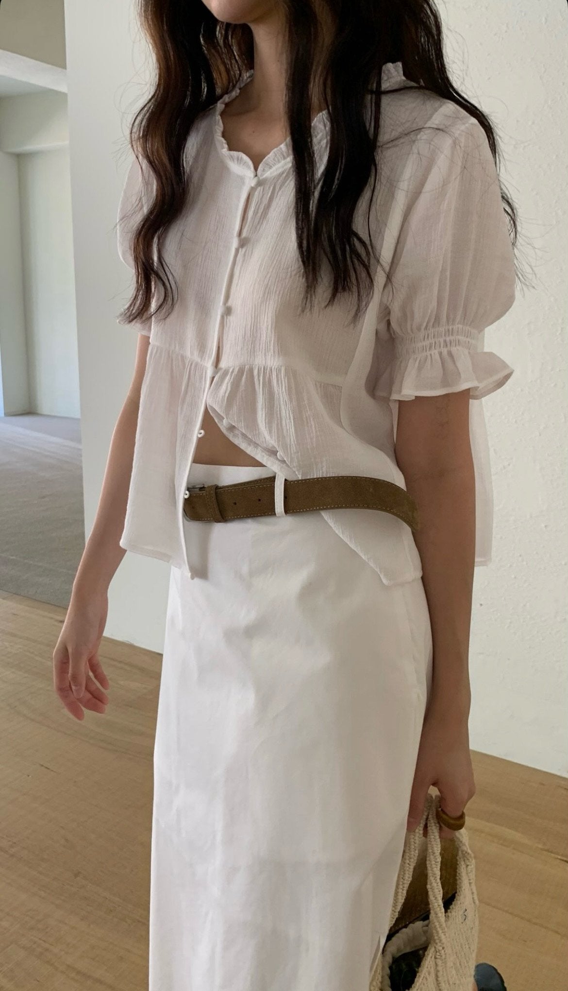 deondo smoke frill blouse-3col
