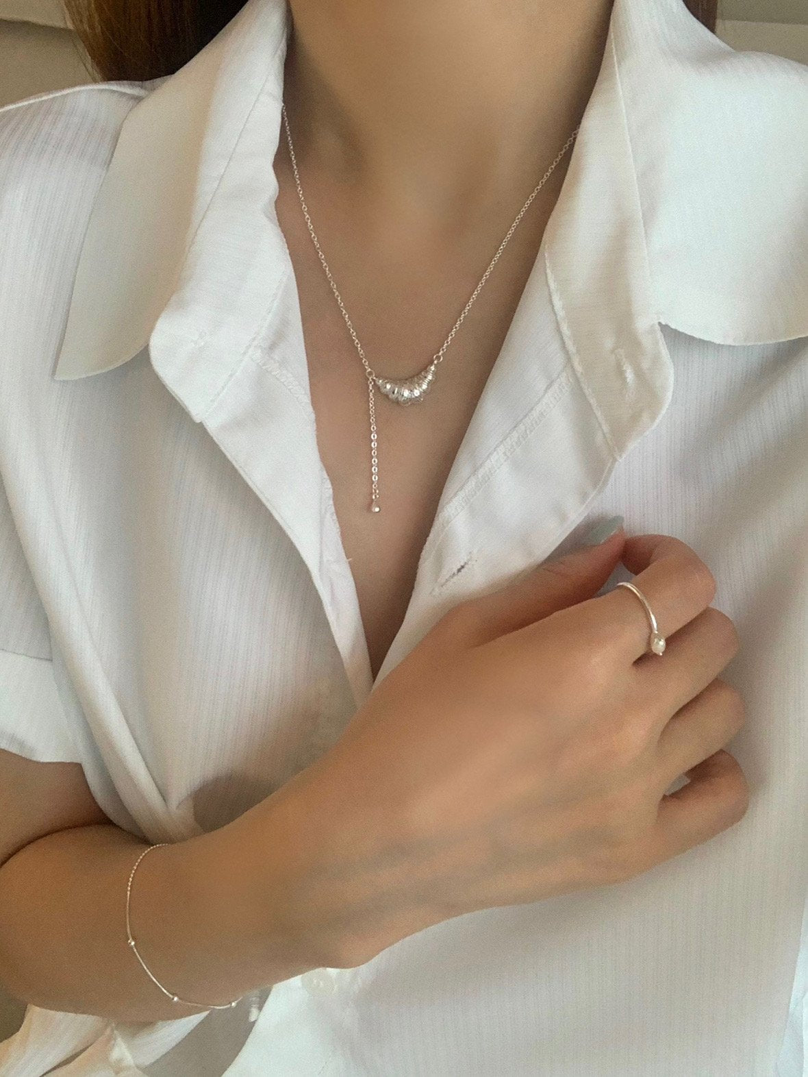 Bold croissant drop necklace