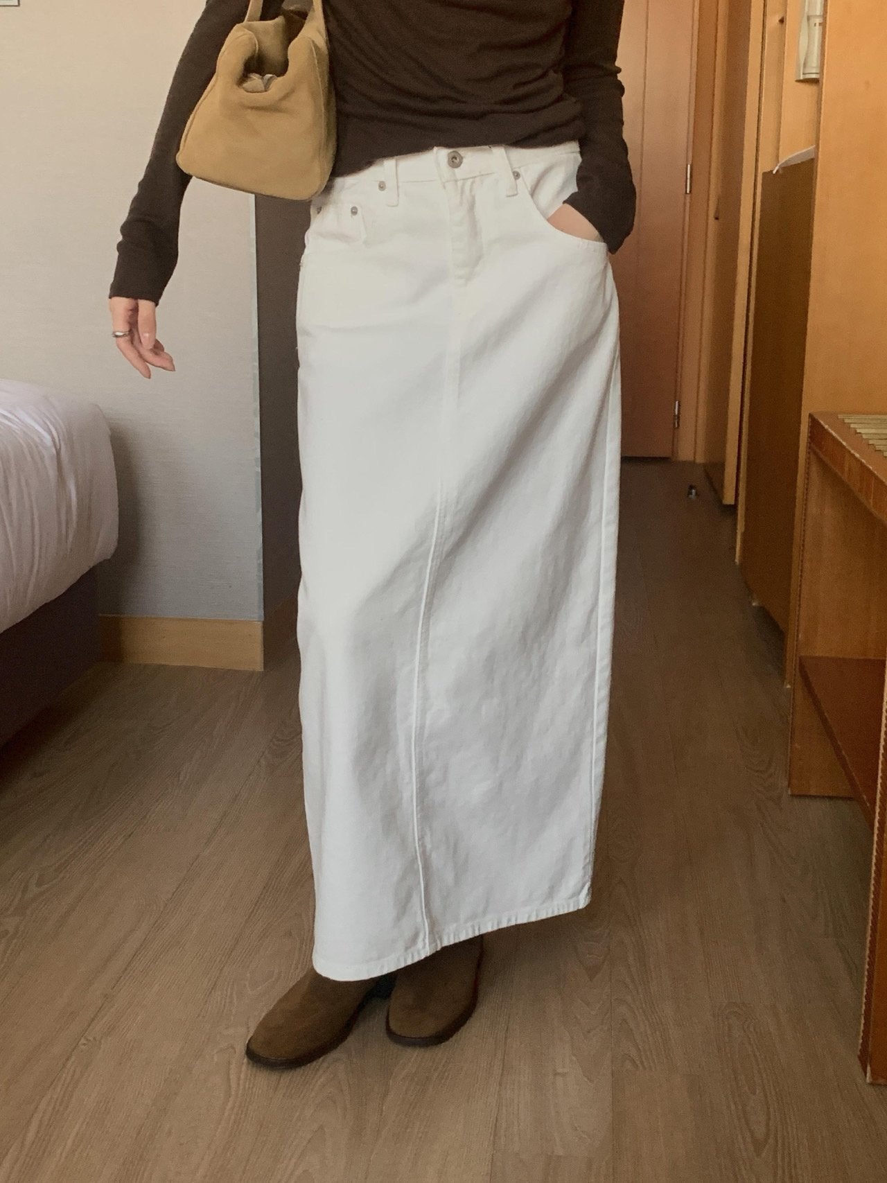 Denim long skirt