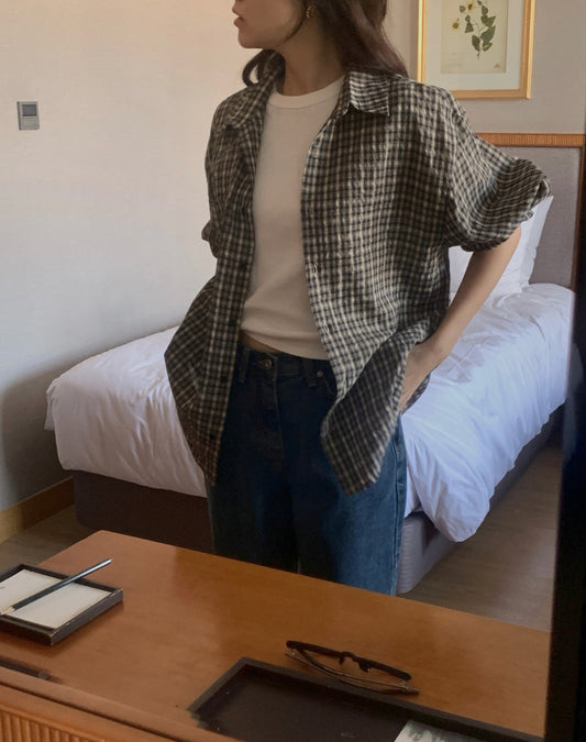Karen check shirt-2col