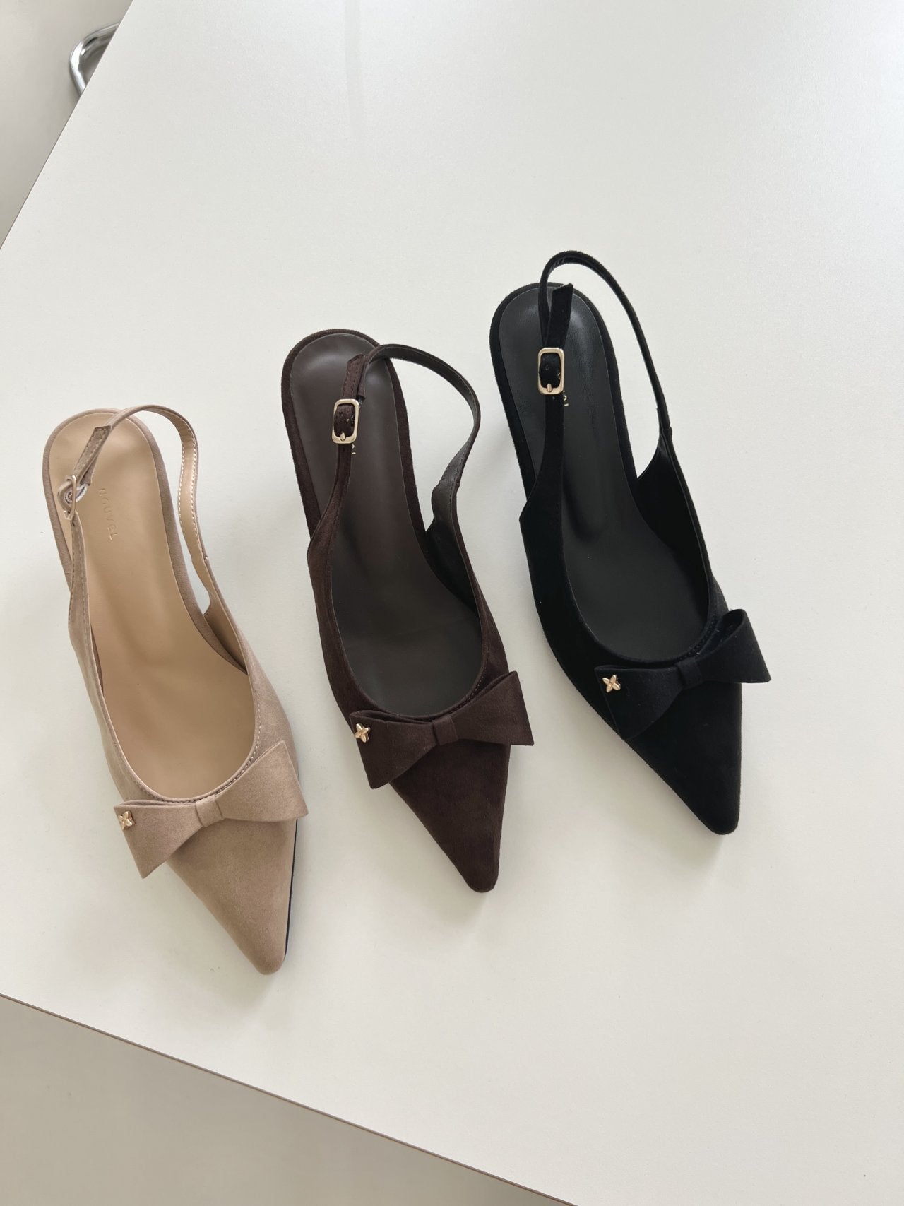 ribbon suede sling back-3col