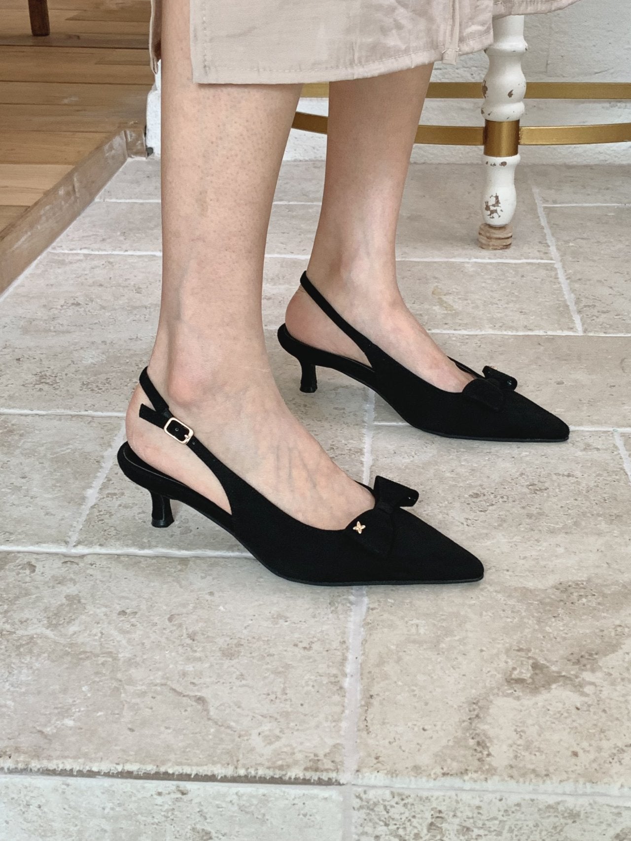 ribbon suede sling back-3col