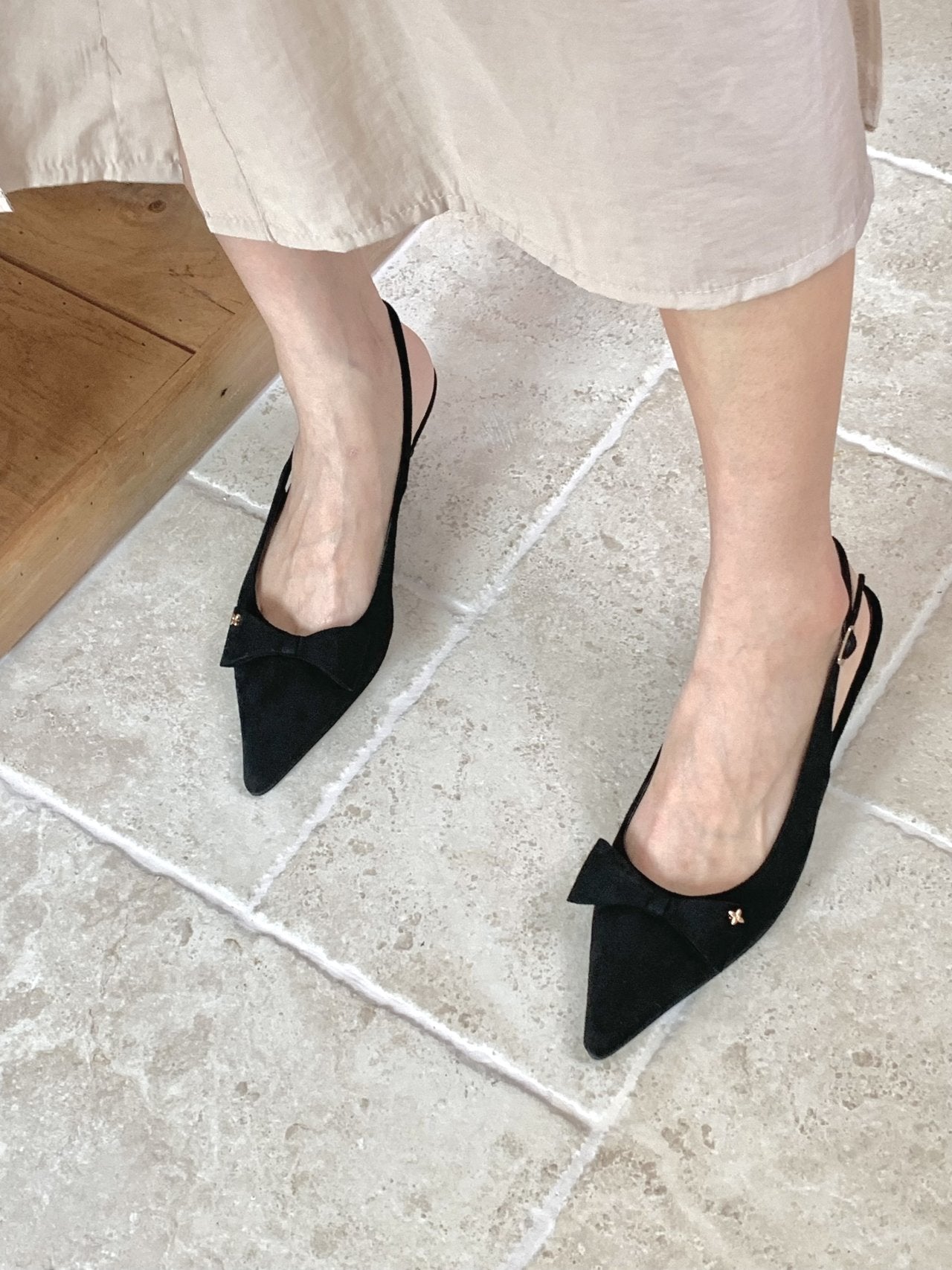 ribbon suede sling back-3col