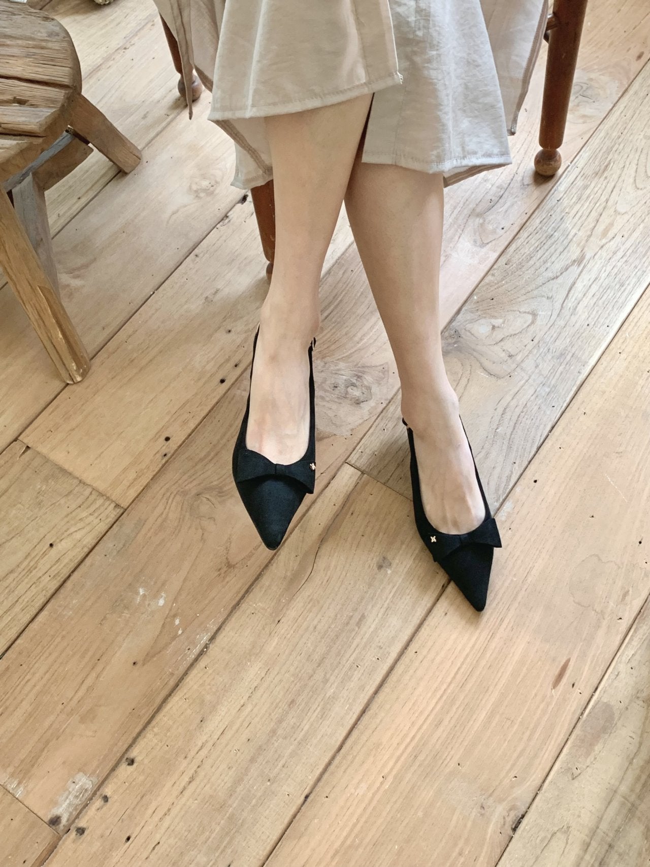 ribbon suede sling back-3col