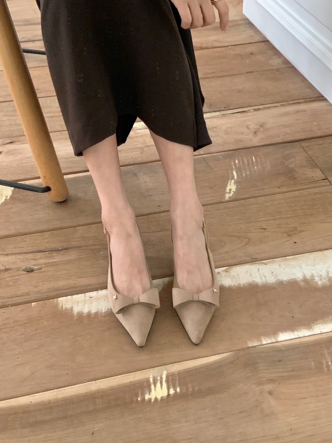 ribbon suede sling back-3col