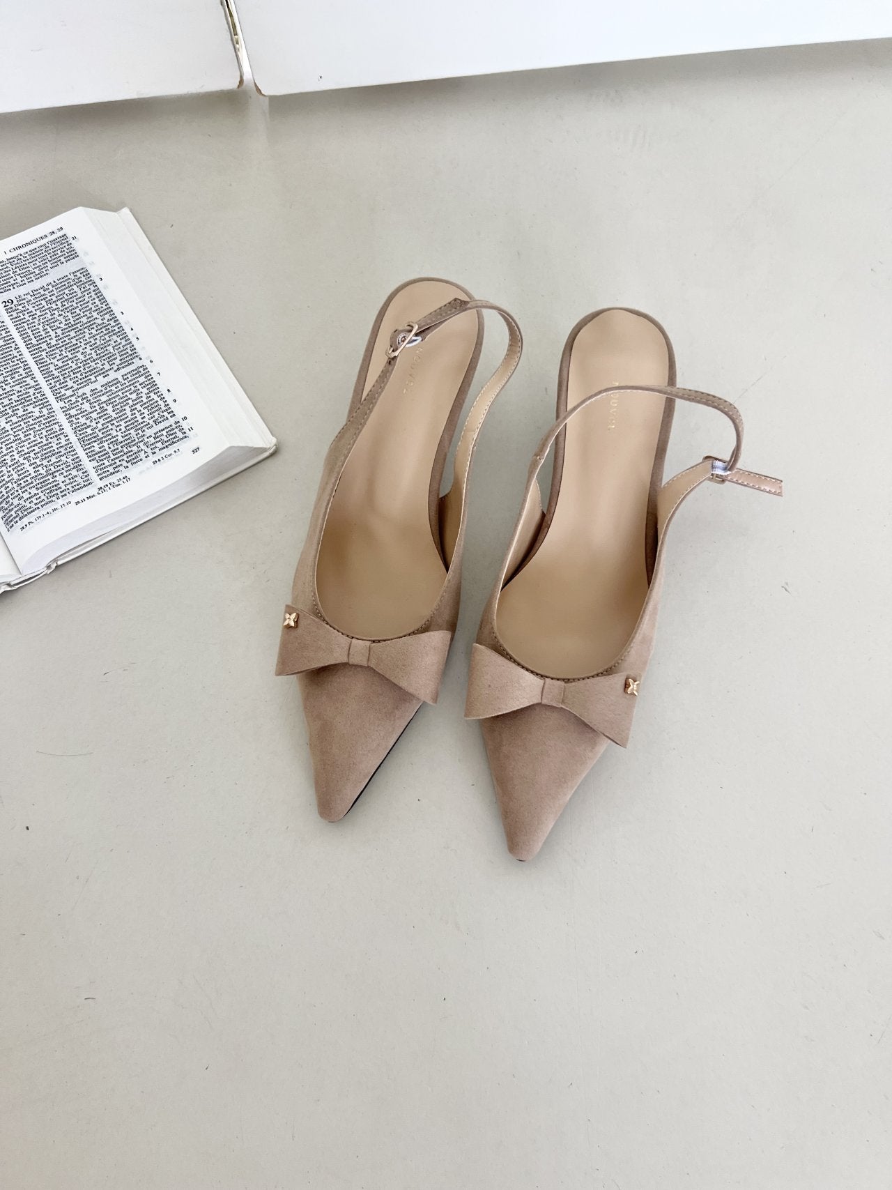ribbon suede sling back-3col