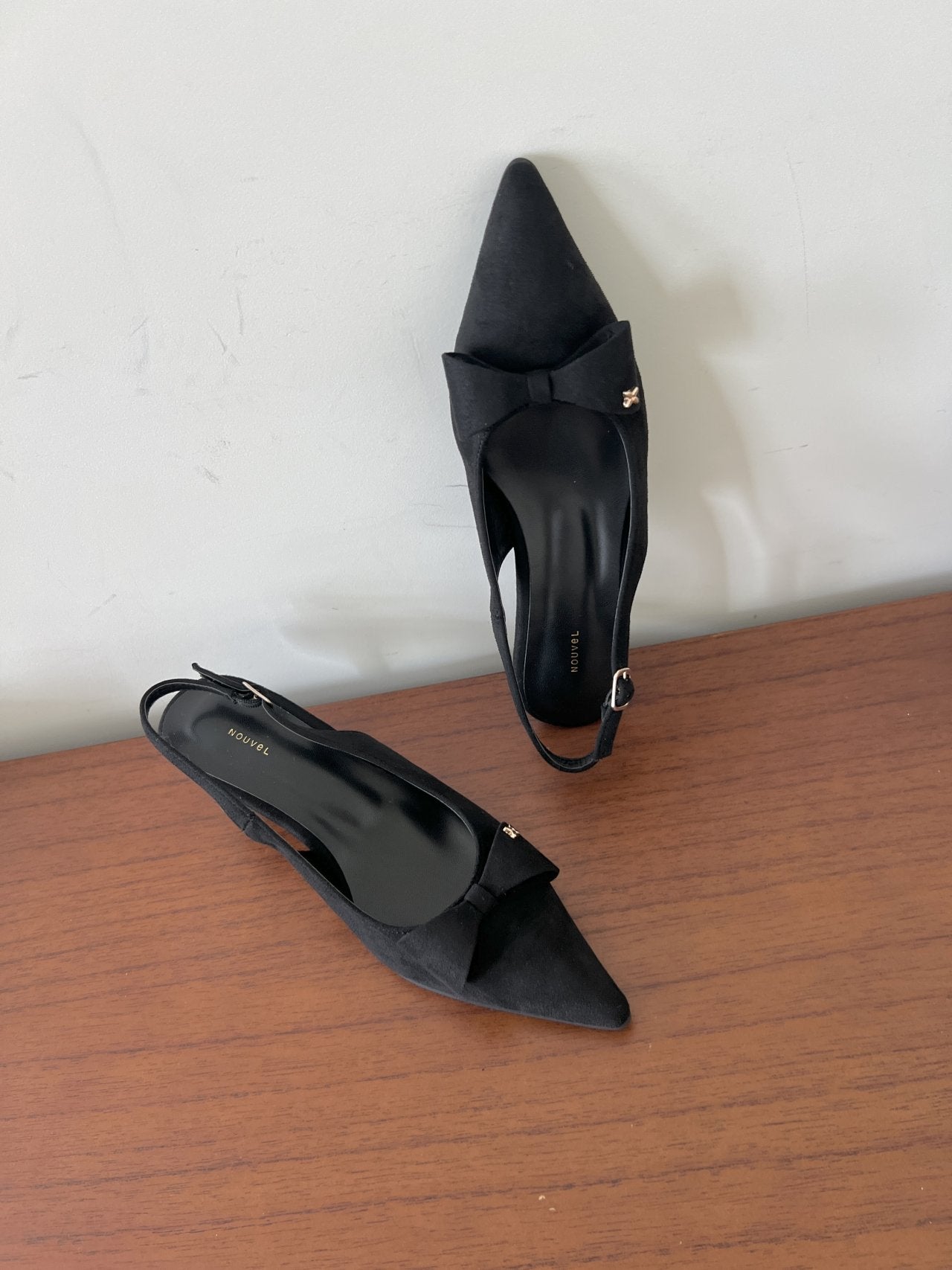 ribbon suede sling back-3col