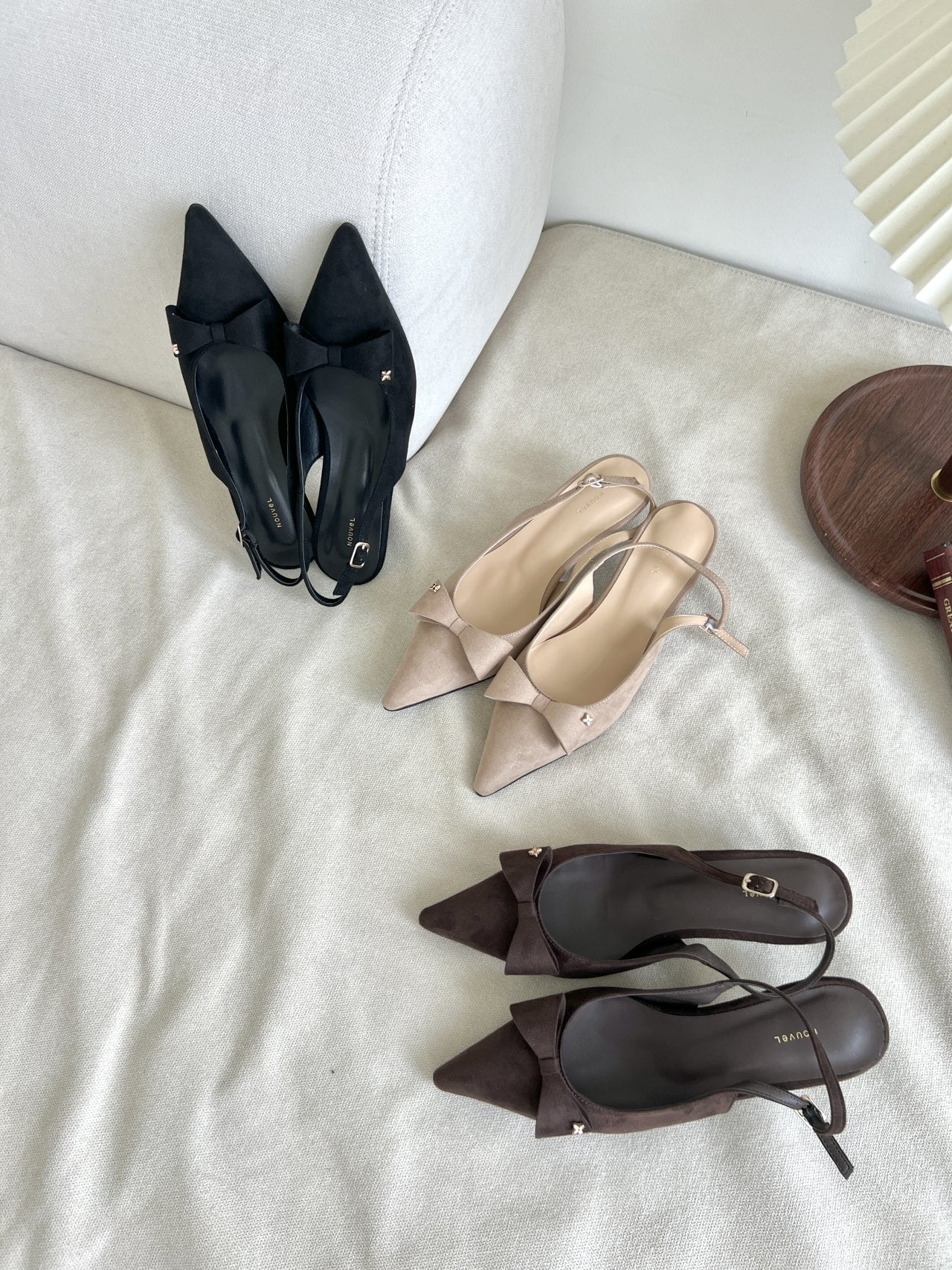 ribbon suede sling back-3col