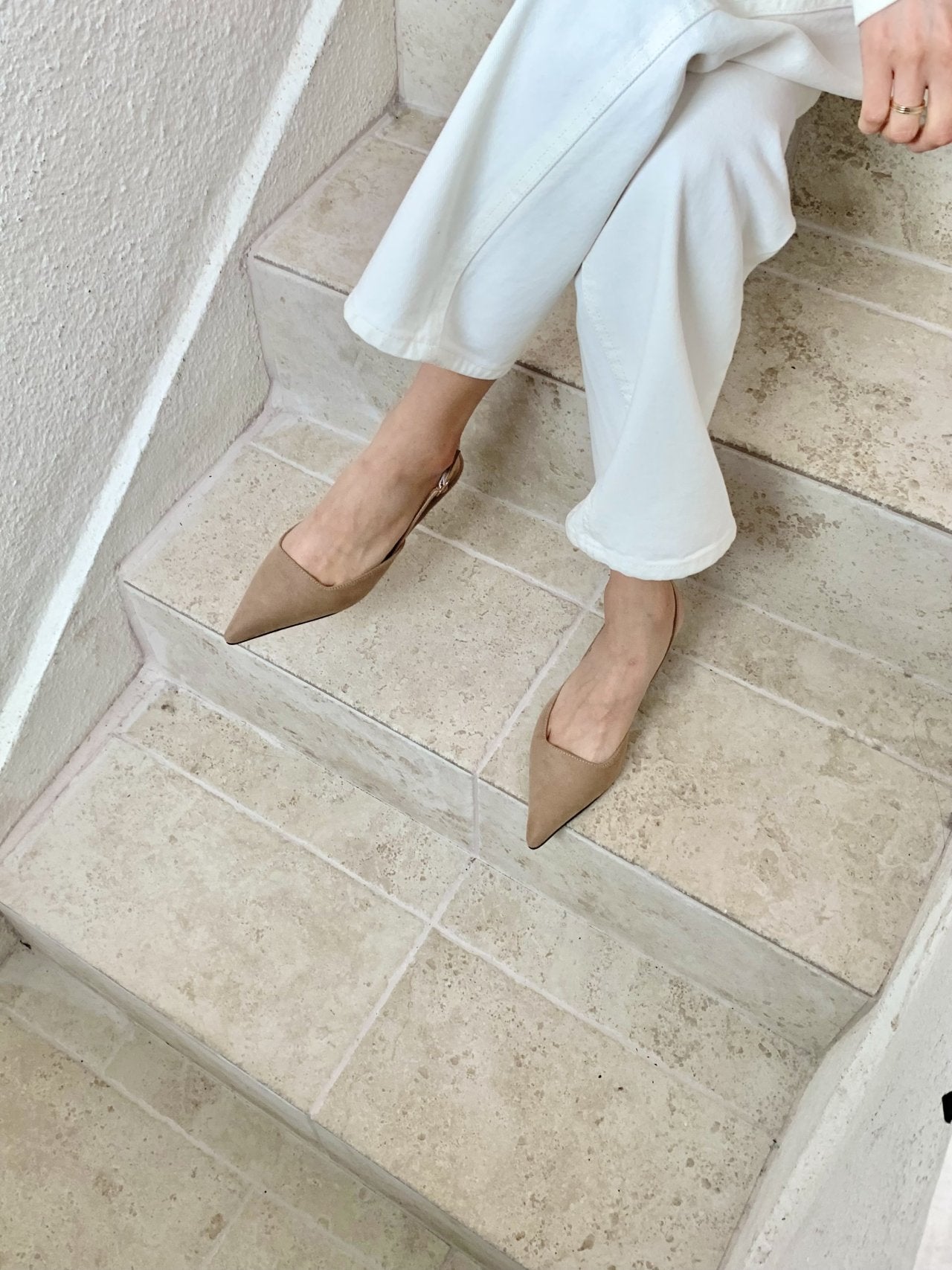 Suede 3 cm sling back