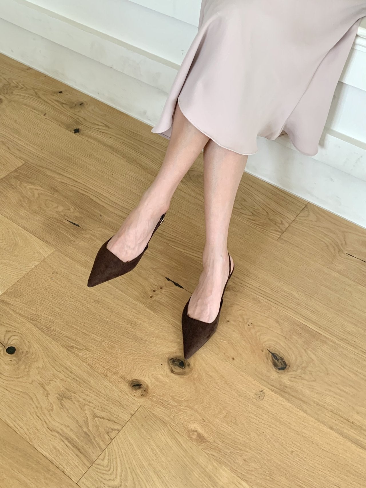 Suede 3 cm sling back