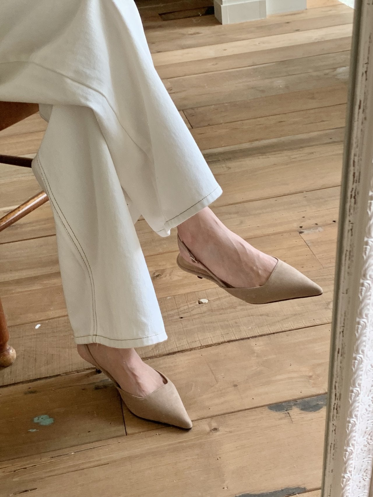 Suede 3 cm sling back