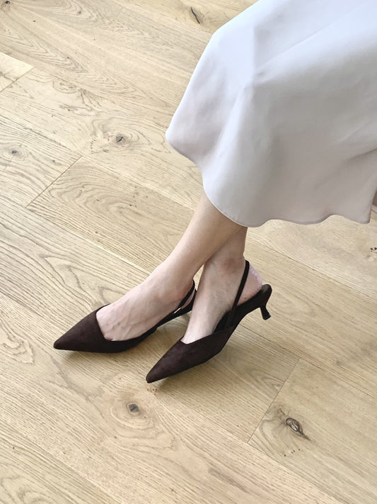 Suede 3 cm sling back