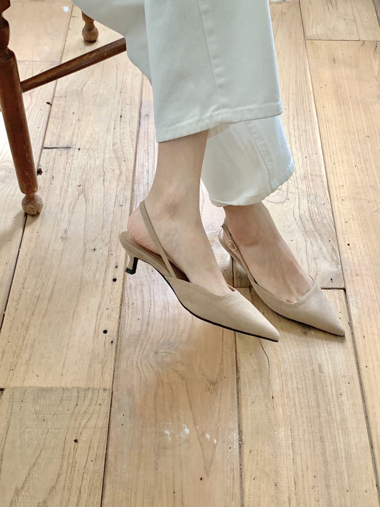 Suede 3 cm sling back