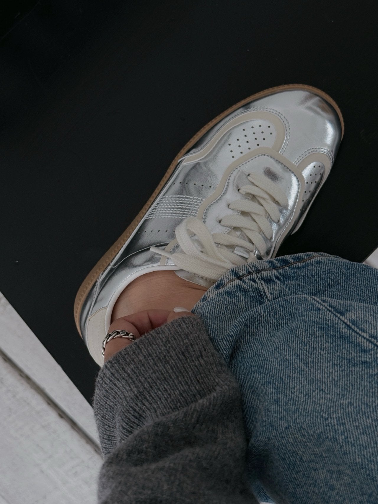Metallic Leather Sneakers