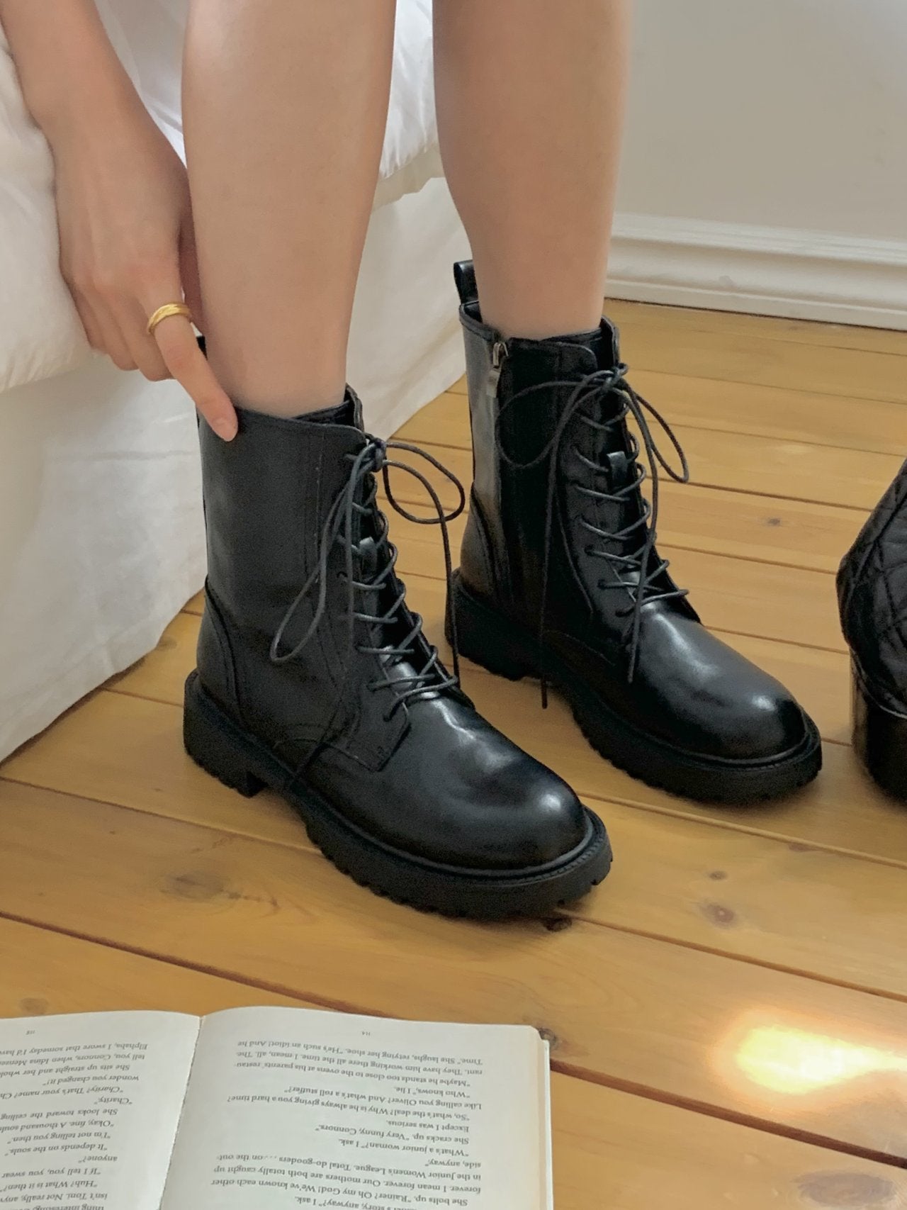 Black Lace-Up Walker