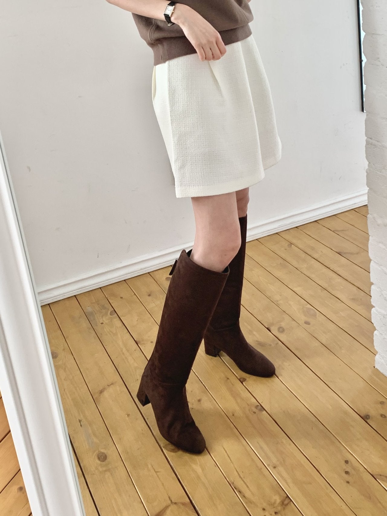 Suede 6 cm Lip Line Long Boots