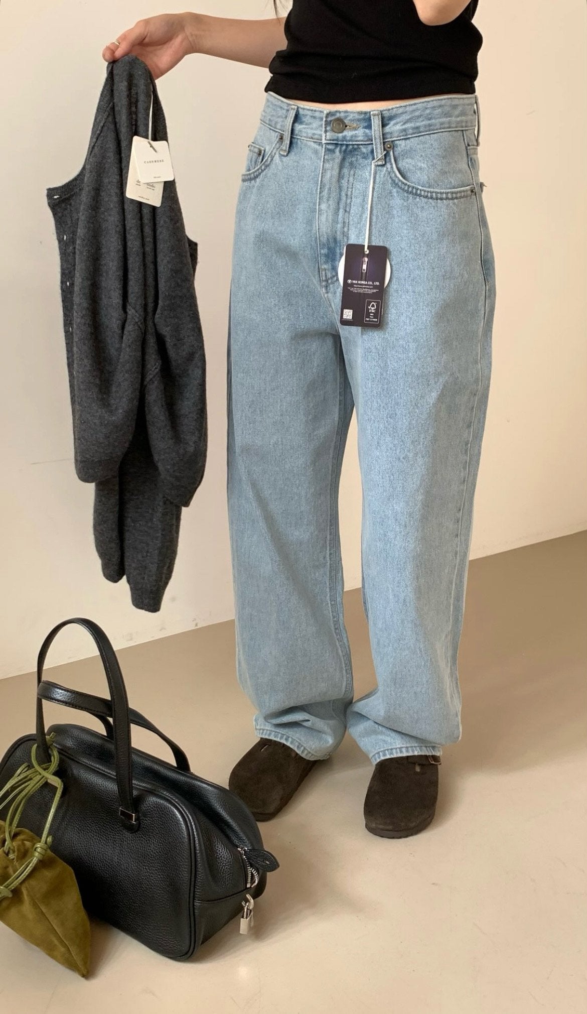 Light blue loose denim/ショート丈あり