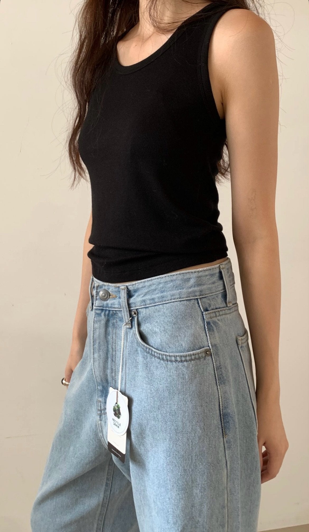 Light blue loose denim/ショート丈あり