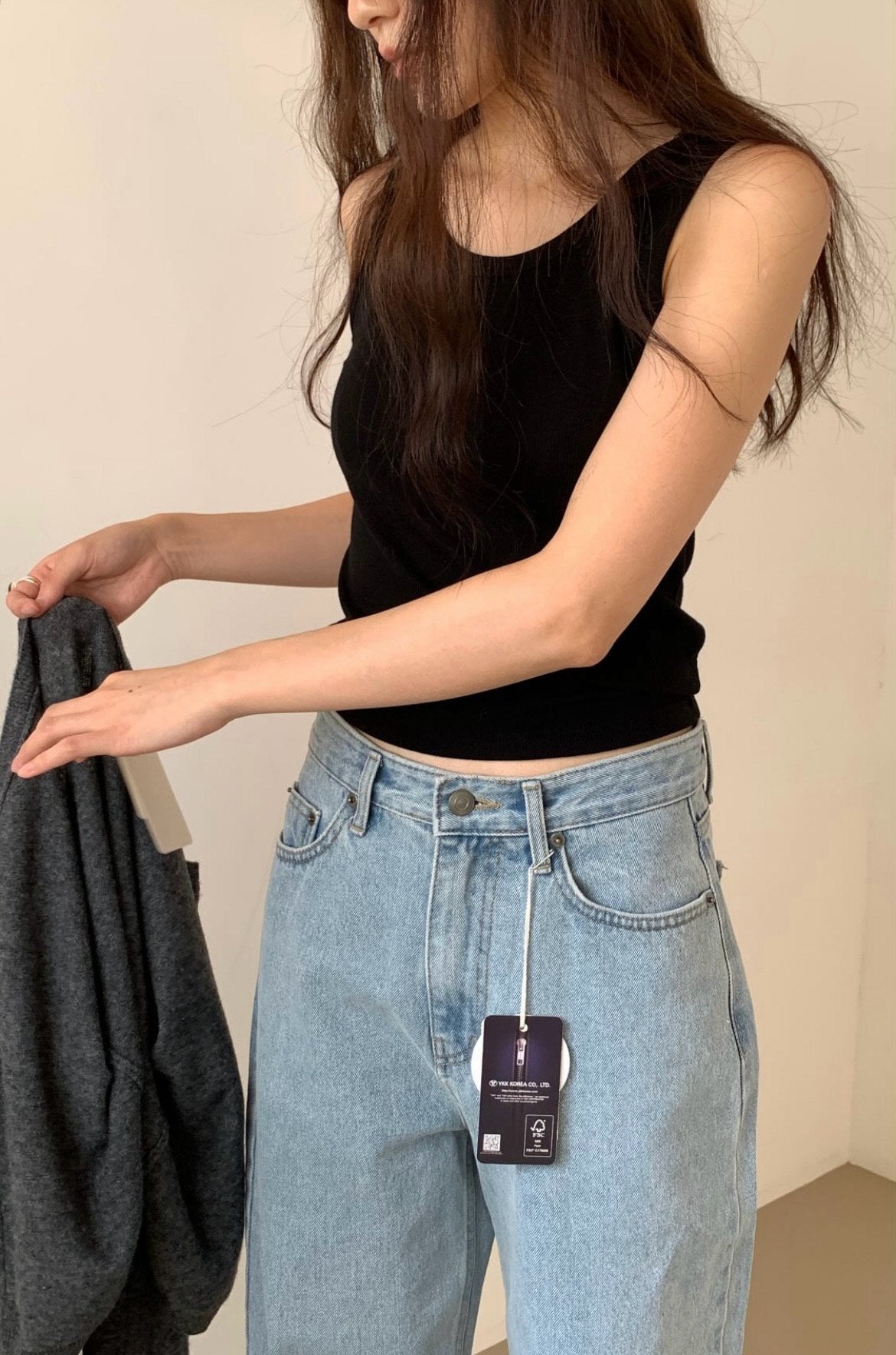 Light blue loose denim/ショート丈あり