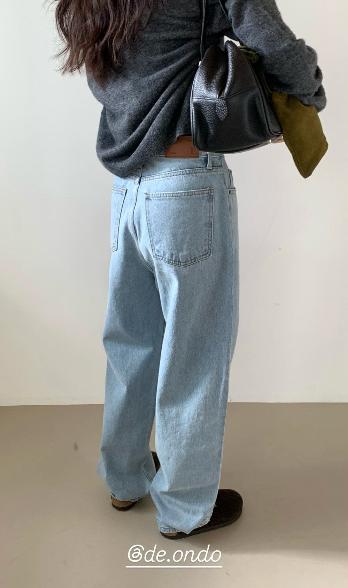 Light blue loose denim/ショート丈あり