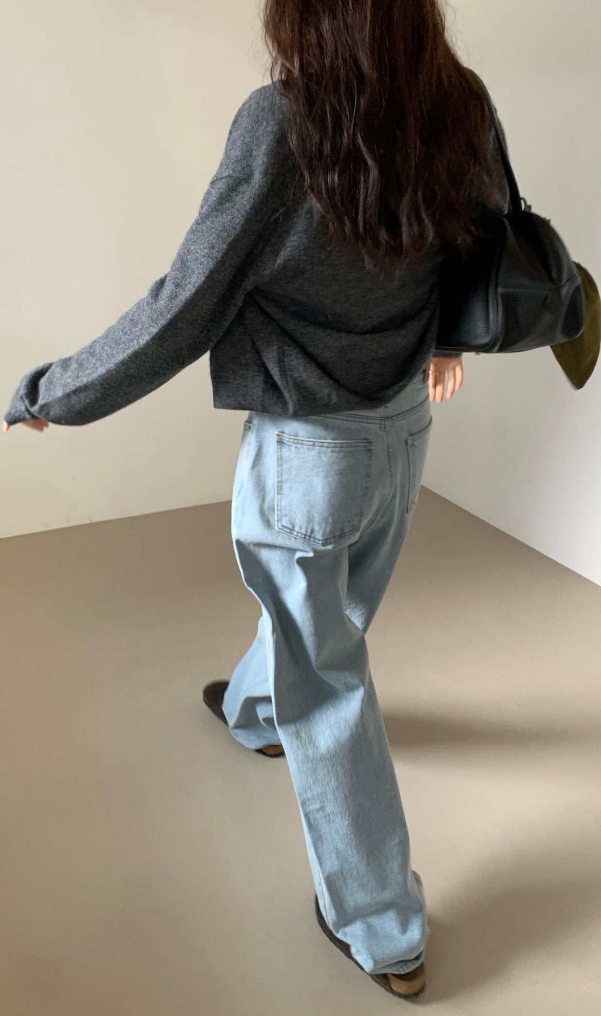 Light blue loose denim/ショート丈あり