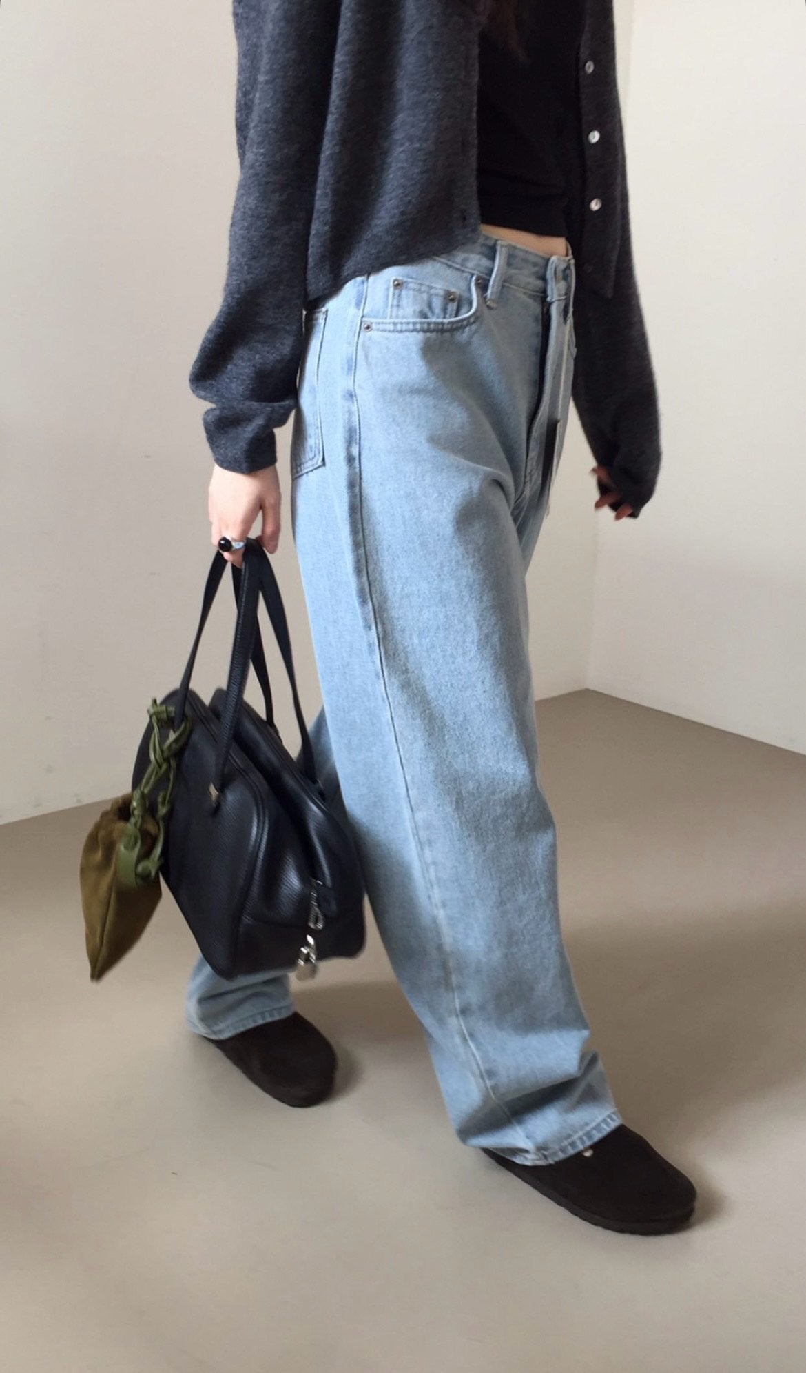 Light blue loose denim/ショート丈あり